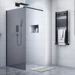 Zuhanyfal, walk-in, 120*195cm, fekete kerettel, 8 mm vastag szürke üveggel BP6612-120