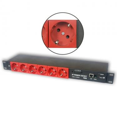 IP Power 230V hálózati elosztó 6G10A V2 SCHUKO, Piros