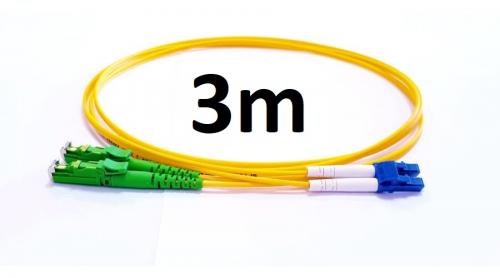 Optikai patch kábel E2000/APC-LC/UPC SM DX duplex 3mm 3m