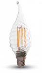 V-TAC 4W E14 Filament LED 400lm meleg fehér (2700K) gyertyaláng alak