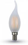 V-TAC 6W E14 Filament LED 400lm meleg fehér (2700K) opál, gyertyaláng