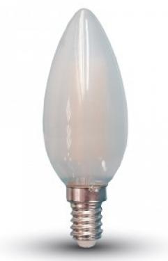 V-TAC 6W E14 Filament LED 400lm meleg fehér (2700K) opál, gyertya alak