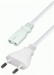 Hálózati Kábel 230 V/VDE "piskóta"  fehér színű