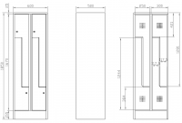 SZS_32_A 4-ajtós öltözőszekrény lábazattal, " Z" alakú ajtókkal (K730/2)
