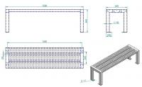LAV_15_0008_DB kültéri acél pad (3 személyes, 150 cm)