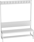 LAV_15_V egyoldalas háttámlás öltözőpad cipőtartóval (150 cm, 11 fogas)