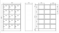 SBS_43_15 értékmegőrző/csomagmegőrző szekrény (15 rekesz, 40 cm széles)
