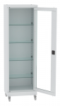Sml 111 görgős, üvegajtós orvosi szekrény/műszerszekrény (60 cm, 1 ajtós, 4 üvegpolc)