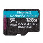 Kingston MicroSDXC 128GB Canvas Go! Plus memóriakártya átalakító nélkül