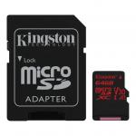 Kingston MicroSDXC 64GB Canvas React memóriakártya U3 A1 V30 + Adapter