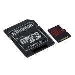 Kingston MicroSDXC 64GB Canvas React memóriakártya U3 A1 V30 + Adapter