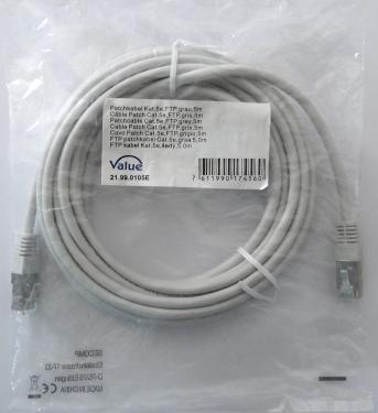 CAT5e FTP szerelt patch kábel 5m szürke