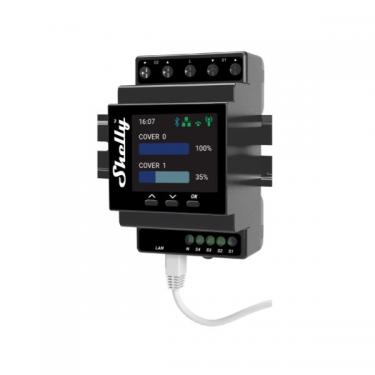 Shelly Pro 4PM Dual Cover WiFi+Ethernet+Bluetooth 2 db motoros redőny vezérlésére, DIN-sínre szerelhető