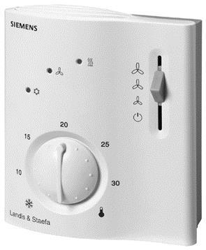 Siemens RCC20 Elektronikus helyiséghőmérséklet szabályozó 2-csöves fan-coil alkalmazásokhoz elektronikus fűtővel