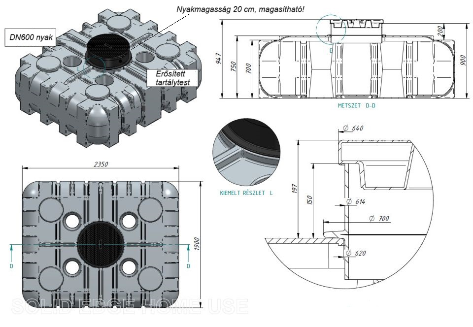 2.5 m3 alacsony tartály