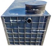 1.5. <> 1 m3-es ISOTANK műanyag - fekvő - esővíz gyűjtő tartály + tető;