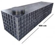 4.1.<> ~ 4 m3-es ISOTANK műanyag - fekvő - esővíz gyűjtő tartály + tető;