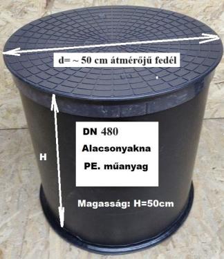 1.1 DN 480 PE. műanyag  alacsony akna lépésálló tetővel