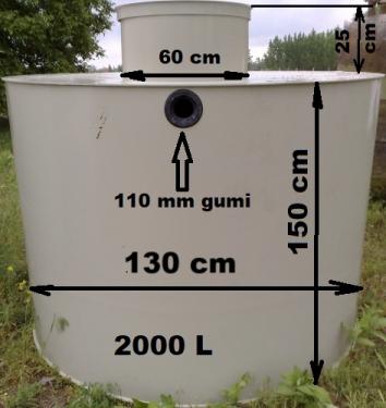 2.1.<> 2 m3-es PE. BASIC műanyag szennyvíz tartály, lépésálló tetővel