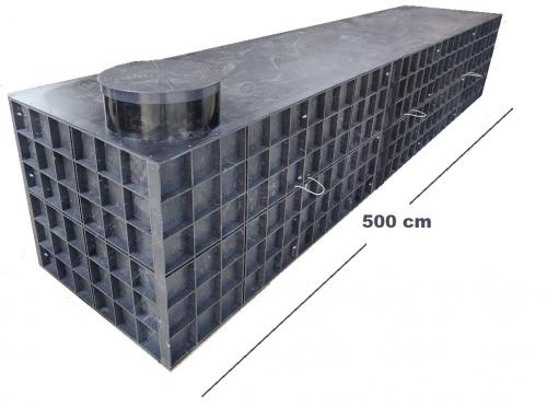 5.0.<> ~ 5 m3-es ISOTANK műanyag - fekvő - esővíz gyűjtő tartály + tető;