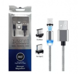3in1 mágneses USB töltőkábel IPhone Lighting, Micro USB, USB Type-C